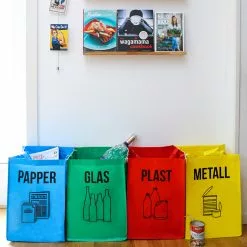 Recycling Sorting Bags For Glass, Paper, Metal And Plastic