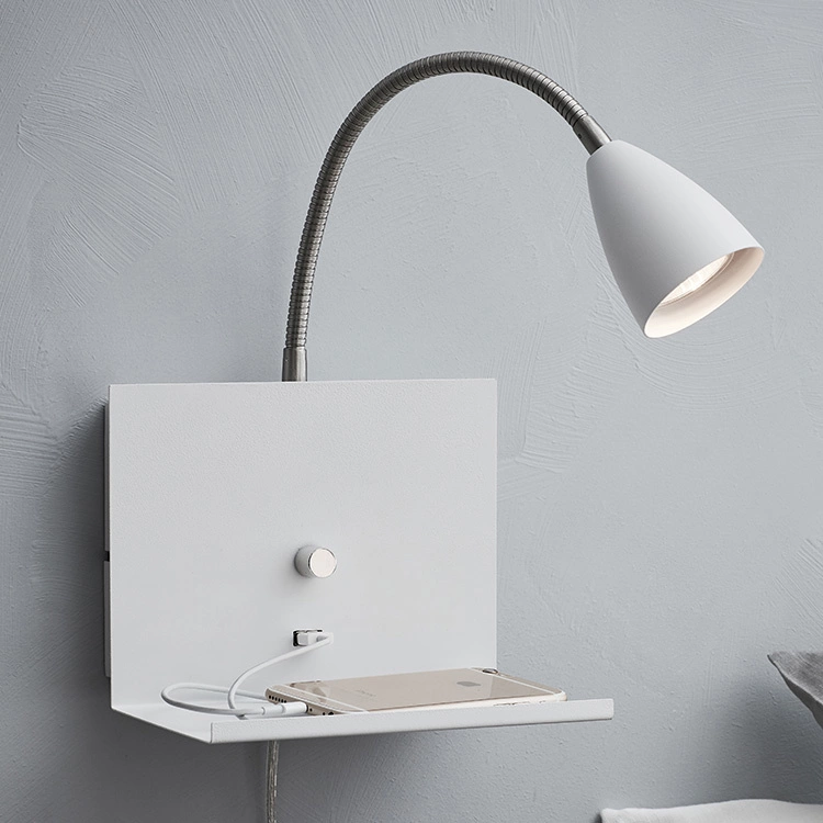 Wall Lamp With Shelf And USB Port