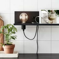 Shelf With Lamp Socket, Dimmer And USB