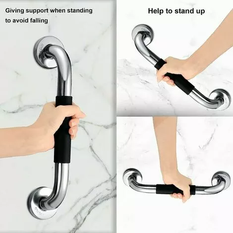 SWYEOOT Stainless Steel Bathroom Grab Bar, Bath Grab Shower Safety Handle Handrails,Safety Grab Bars Balance Grab Bar In Chrome For Bathroom Bathtub Shower Toilet Kitchen Bedroom, Silver - Image 3