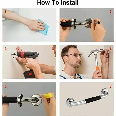 SWYEOOT Stainless Steel Bathroom Grab Bar, Bath Grab Shower Safety Handle Handrails,Safety Grab Bars Balance Grab Bar In Chrome For Bathroom Bathtub Shower Toilet Kitchen Bedroom, Silver - Image 4