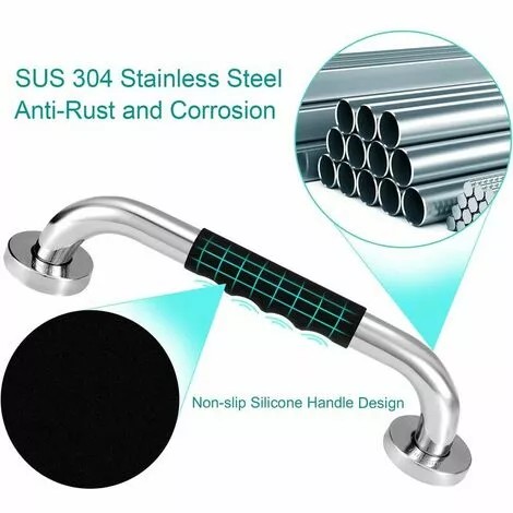 SWYEOOT Stainless Steel Bathroom Grab Bar, Bath Grab Shower Safety Handle Handrails,Safety Grab Bars Balance Grab Bar In Chrome For Bathroom Bathtub Shower Toilet Kitchen Bedroom, Silver - Image 5