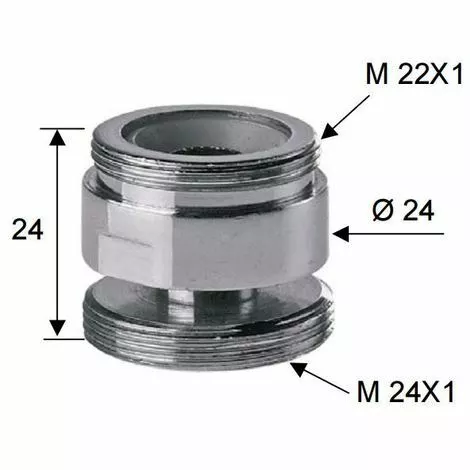 REMER Swivel Metal Adaptor For Water Kitchen Faucet Tap Aerator 22mm To 24mm Male - Image 2