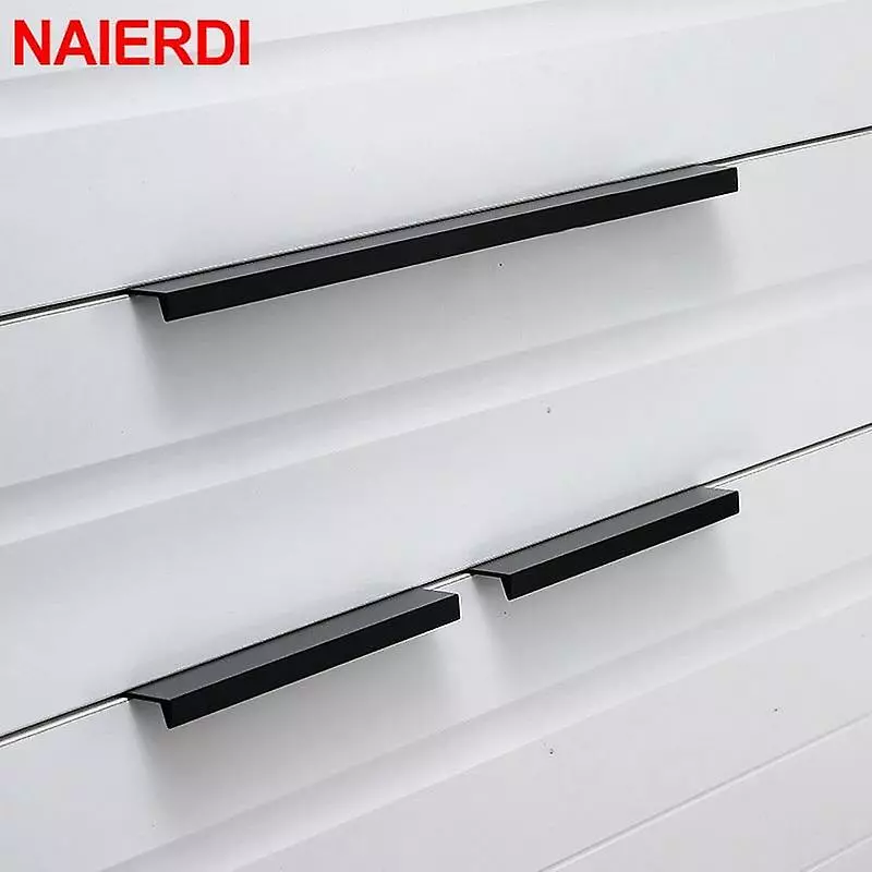 Unbranded Black Hidden Cabinet Handles Aluminum Alloy Kitchen Cupboard Pulls Drawer Knobs Furniture Handle Bedroom Door Hardware - Image 4