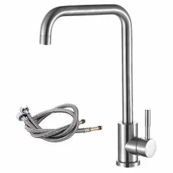 Unbranded Stainless Steel Kitchen Faucet Single Hole Cold And Hot Water Faucet Washing Faucet With 2pcs 60cm