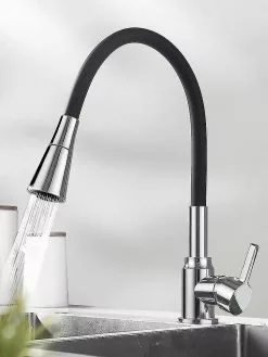 Unbranded Kitchen Sink Faucet Black Kitchen Mixer Tap Single Lever Swivel Spout Kitchen Faucet Chrome