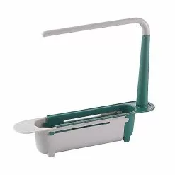 Unbranded Sink Telescopic Shelf Kitchen Supplies Multifunctional Pull-out Storage Rack Can Hang Sink Dishwashing Cloth Rack Green