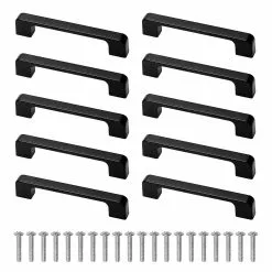 Unbranded 10 Pieces Cabinet Handles Black With Screw For Kitchen Cupboard Wardrobe , Hole Centre 96mm