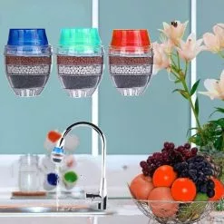 Wonderful Fong Mini Faucet Water Purifier, 6 Pcs Activated Carbon Round Tap Water Filter Mini Household Coconut Activated Carbon Filter Kitchen Appliances