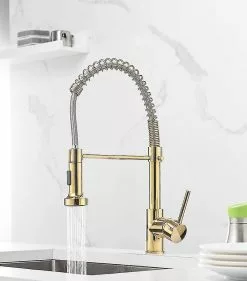 Unbranded Kitchen Faucet Swivel Gold 360 With Pull-out Spray Rotating Mixer