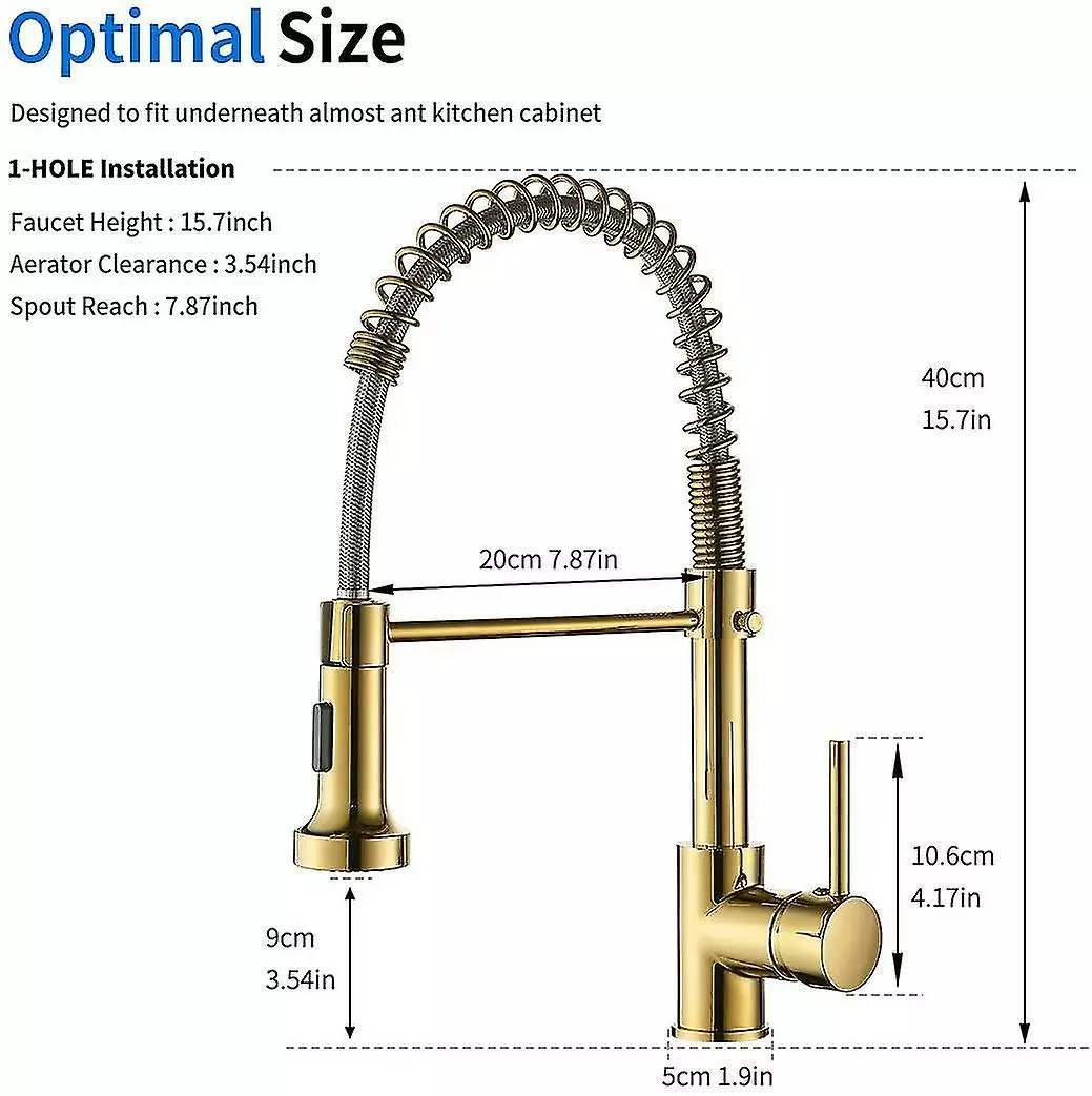 Unbranded Kitchen Faucet Swivel Gold 360 With Pull-out Spray Rotating Mixer - Image 2