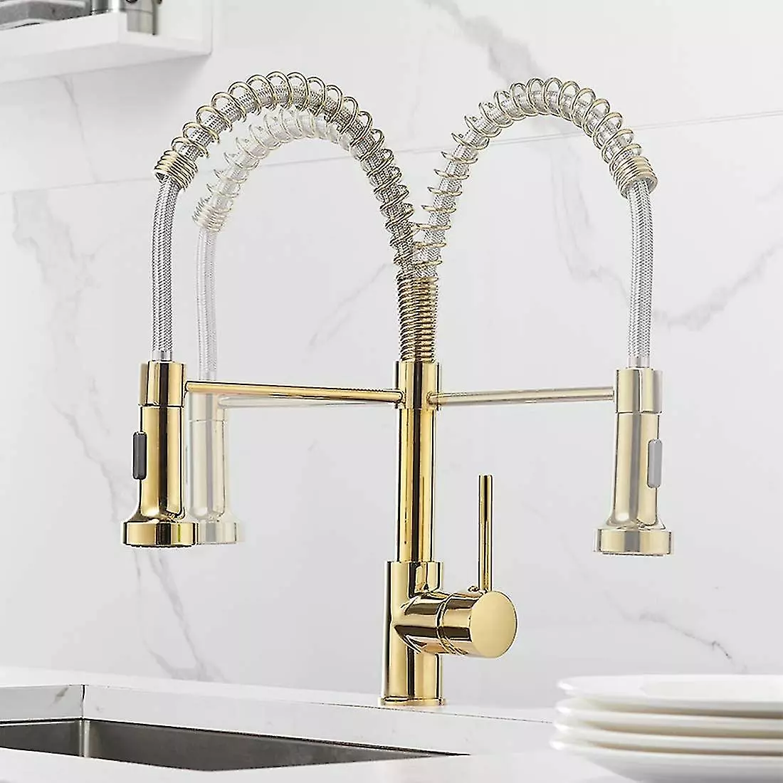 Unbranded Kitchen Faucet Swivel Gold 360 With Pull-out Spray Rotating Mixer - Image 4