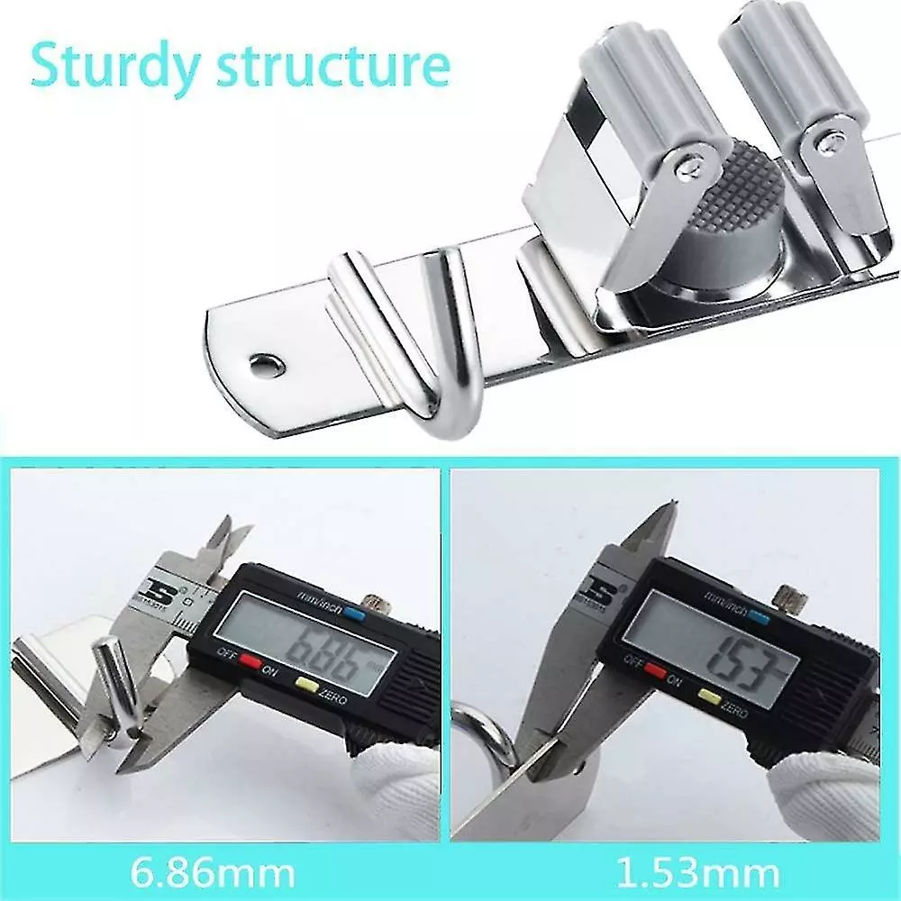 Unbranded Wall Broom - Stainless Steel Broom Holder, Storage Hanger Holder For Kitchen, Garage, Laundry Room (4 Locations And 5 Hooks) - Image 5