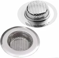 Ksalfye Drain Strainer Set Of 2, Stainless Steel Kitchen Sink Shower Bathtub Drain Sink Filter Strainer, 2 Pieces Drain Strainer, Different Sizes Are For Univ