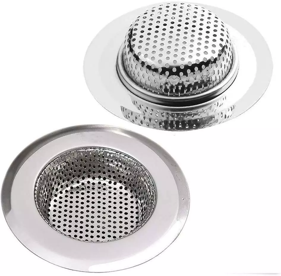 Ksalfye Drain Strainer Set Of 2, Stainless Steel Kitchen Sink Shower Bathtub Drain Sink Filter Strainer, 2 Pieces Drain Strainer, Different Sizes Are For Univ