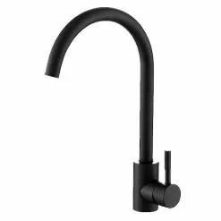 Rtopr Kitchen Faucet 7-shape High Flexible Spout, Black Stainless Steel Kitchen Sink Mixer Faucet, Black Finish Single Hole Hot And Cold Water Faucet