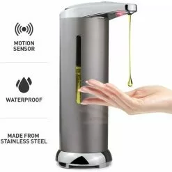 SOEKAVIA Automatic Soap Dispenser With Inco.ukared Sensor In Stainless Steel Touchless Electric Soap Dispenser With Waterproof Base And Visible Window For Bathroom, Kitchen, Hotel, Restaurant And Office SOEKAV