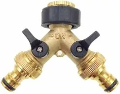 WOSAWE Brass 2 Way Tap Connector Adapter Double Tap Garden Tap Adapter With Individual On/off Valves For Home Kitchen Garden Outdoor