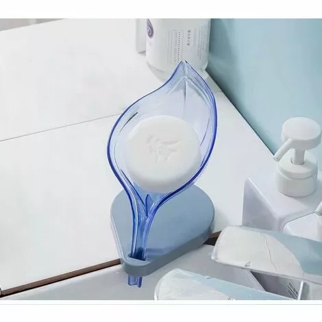 Soap Dish, Leaf Soap Dish, Drain Soap Box, Suction Cup Soap Dish, No Drill Soap Dish Reusable Self Adhesive Soap Dish For Bathroom And Kitchen Blue-A SOEKAVIA - Image 3