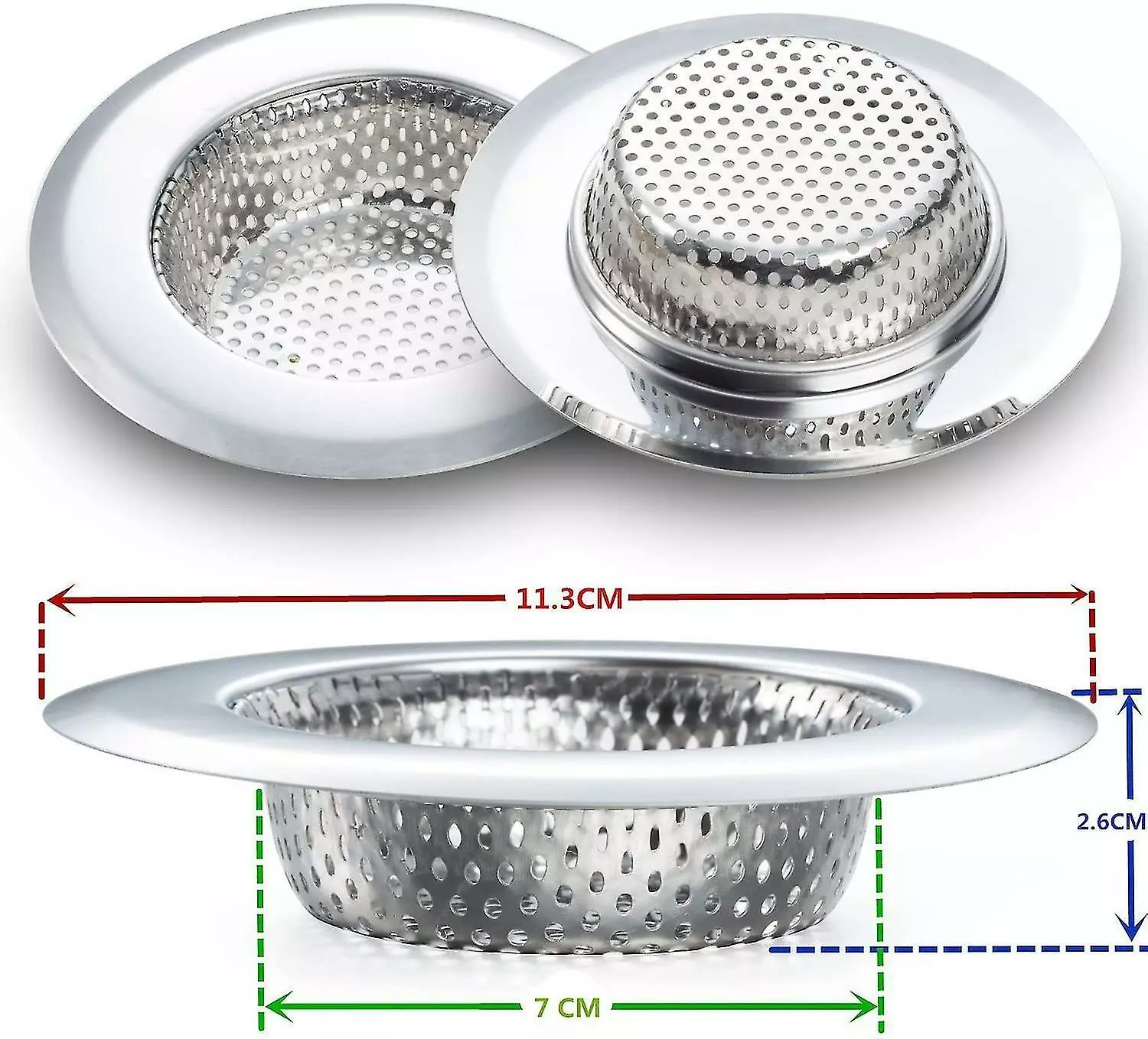 Unbranded 2pcs Kitchen Sink Strainer - Stainless Steel, Large Wide - Image 5