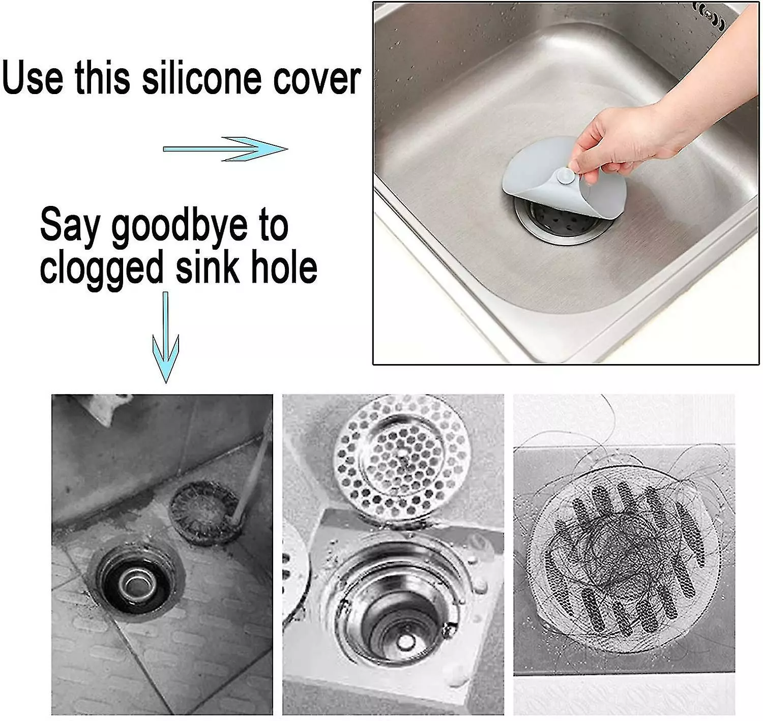 WOSAWE Silicone Bathtub Plugs Gray Kitchen Bathroom Drain Plugs - Image 3