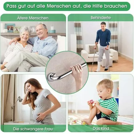 SOEKAVIA 30cm Bathroom Handrail Grab Bar For Bathtub, Anti-Slip Pattern Stable And Reliable, Thicken Stainless Steel Chrome Grab Handles, Safety Hand Rail, For Bathroom Toilet Kitchen Stairs - Image 2