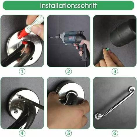 SOEKAVIA 30cm Bathroom Handrail Grab Bar For Bathtub, Anti-Slip Pattern Stable And Reliable, Thicken Stainless Steel Chrome Grab Handles, Safety Hand Rail, For Bathroom Toilet Kitchen Stairs - Image 4