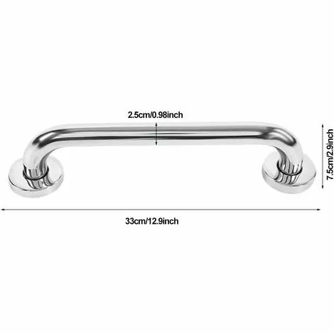 SOEKAVIA 30cm Bathroom Handrail Grab Bar For Bathtub, Anti-Slip Pattern Stable And Reliable, Thicken Stainless Steel Chrome Grab Handles, Safety Hand Rail, For Bathroom Toilet Kitchen Stairs - Image 5