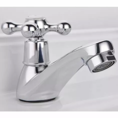 DAY PLUS Basin Tap Pair Traditional Bathroom Sink Taps Hot And Cold Water Mixer Tap With Ceramic Disc Technology, Solid Brass Traditional Double Basin Taps For Kitchen Basin Sink Bathroom Washroom - Image 4