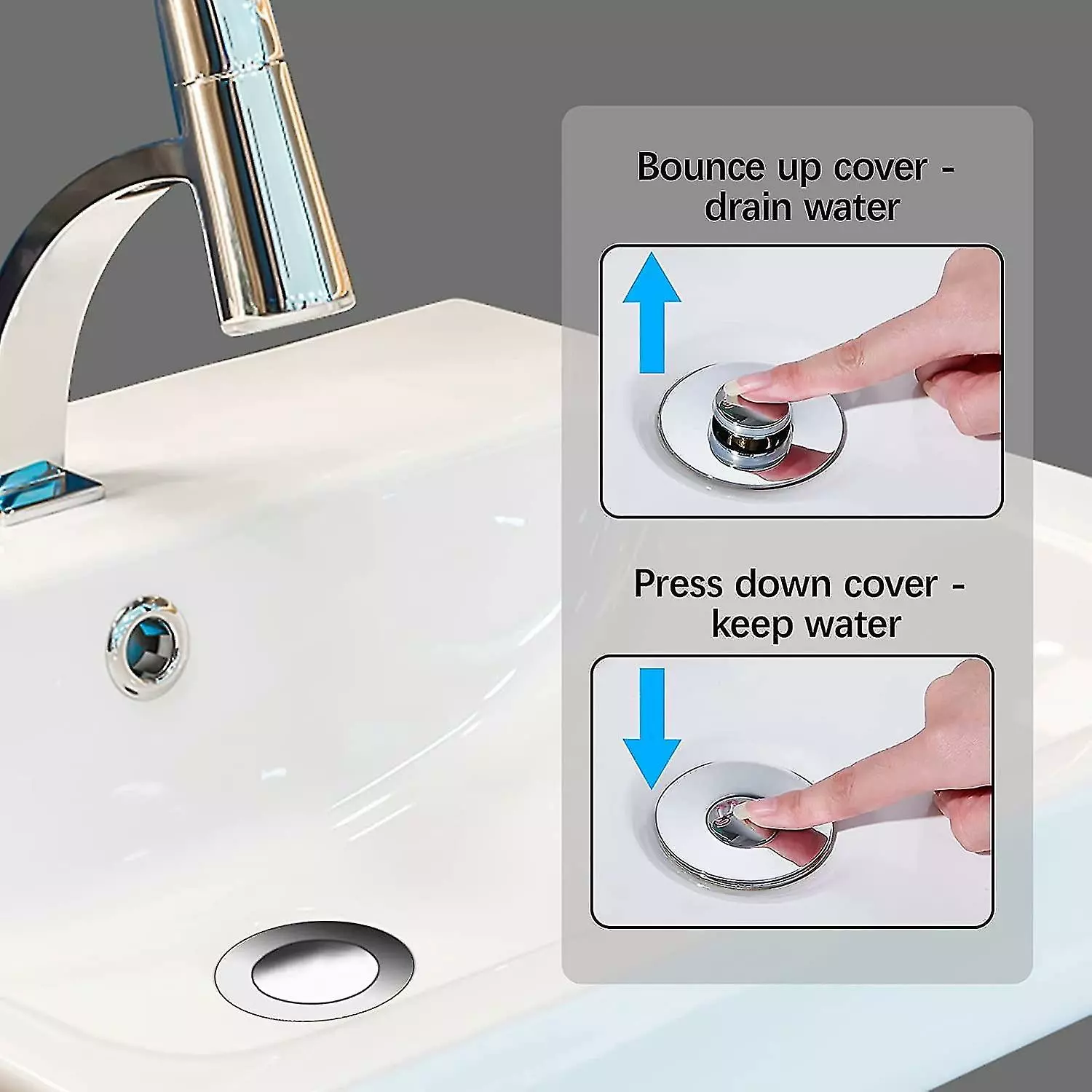 Unbranded Set Of 2 Sink Drains - Universal Pop-up Stopper - For Kitchen, Bathroom, Shibaod - Image 5