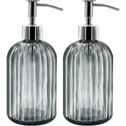Devenirriche Set Of 2 Glass Soap Dispensers, 400ml Liquid Soap Dispensers With Pump, Refillable Lotion And Soap Dispensers For Kitchen, Bathroom, Laundry Room, Hotel (transparent)