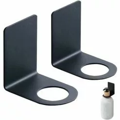 Devenirriche 2 Pieces Hook Dispenser Holder, Wall Mounted Soap Dispenser Holder, Soap Pump Holder, Shampoo Dispenser Holder, Black Stainless Steel Shampoo Holder For Kitchen, Bathroom