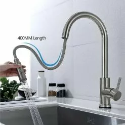 Unbranded Touch Sensor Kitchen Faucets Gold Pull Out Sensor Faucet Stainless Steel 360 Rotation Crane Induction Mixed Tap Touch Sink Tap