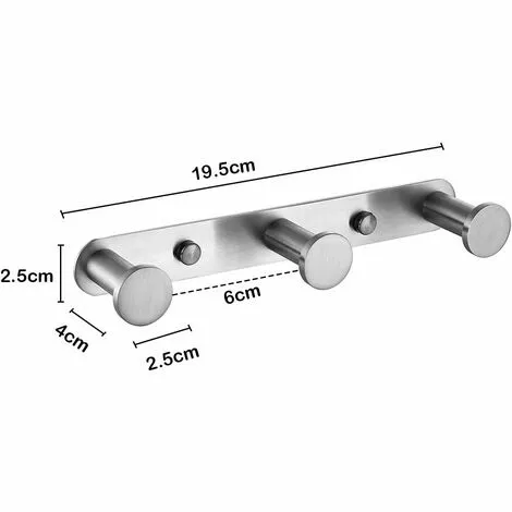 Langray Wall Towel Hook Coat Hooks With Hooks 304 Stainless Steel Wall Mount Towel Rack Hooks For Bathroom And Kitchen Doors (3 Hooks, Brushed) - Image 5