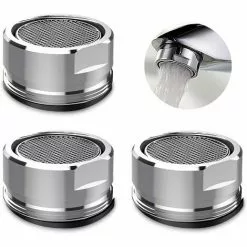 LangRay 3 Pieces Aerator Faucet, Aerator Faucet Filter Faucet With Seal Gasket For Kitchen, Bathroom - Silver (Outside Diameter 24MM)