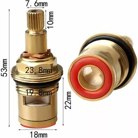 LangRay Ceramic Cartridge Faucet Fiyuer 4 Pcs Ceramic Disc Faucet Head For Shower Cabin Kitchen Shower Room Brass Water Replacement Valves (Hot And Cold) - Image 2