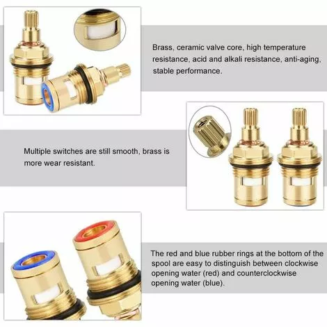 LangRay Ceramic Cartridge Faucet Fiyuer 4 Pcs Ceramic Disc Faucet Head For Shower Cabin Kitchen Shower Room Brass Water Replacement Valves (Hot And Cold) - Image 4