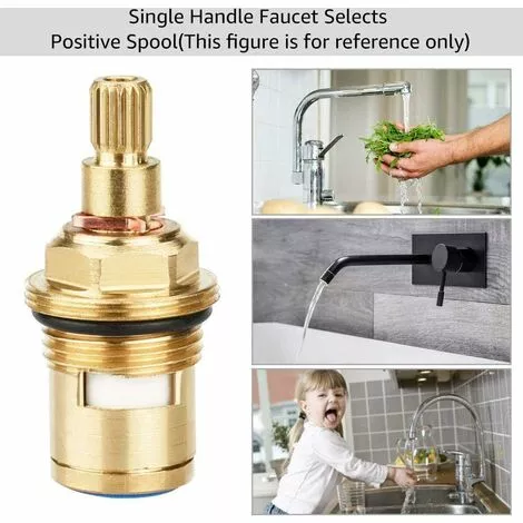 LangRay Ceramic Cartridge Faucet Fiyuer 4 Pcs Ceramic Disc Faucet Head For Shower Cabin Kitchen Shower Room Brass Water Replacement Valves (Hot And Cold) - Image 5