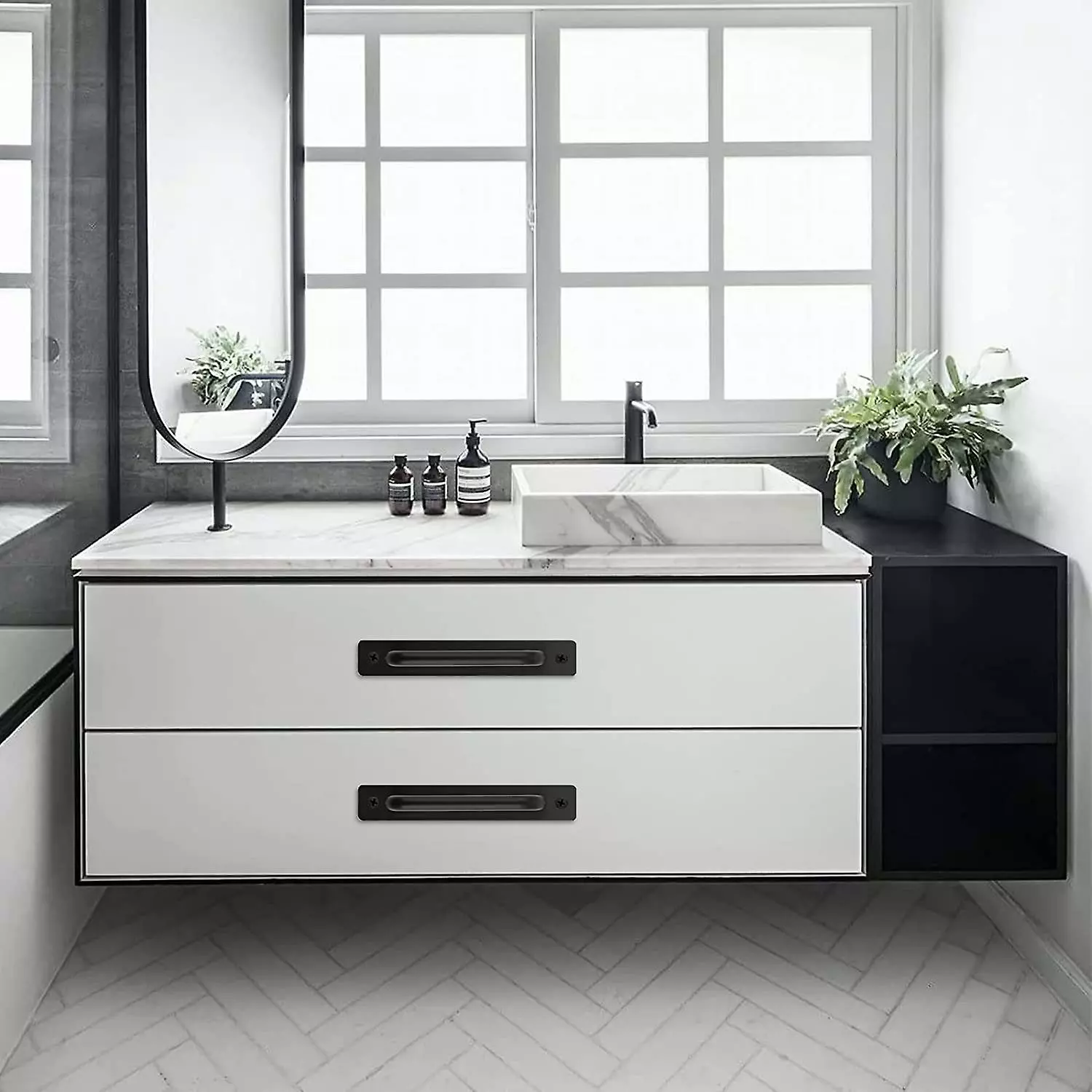 Unbranded Set Of 2 Sliding Door Handles Black Door Handle Matte Black Kitchen Cabinet Handle - Image 5