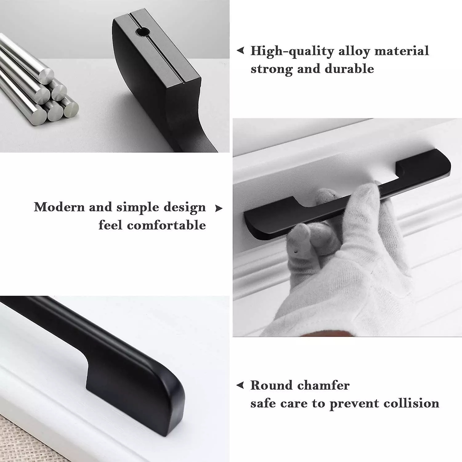 Keepsmile 4-pack Cabinet Handles - Stainless Steel Square Cabinet Handles, Modern Decorative Hardware For Kitchen Cabinets, Drawers, Doors, Cabinet Cabinets, Su - Image 4