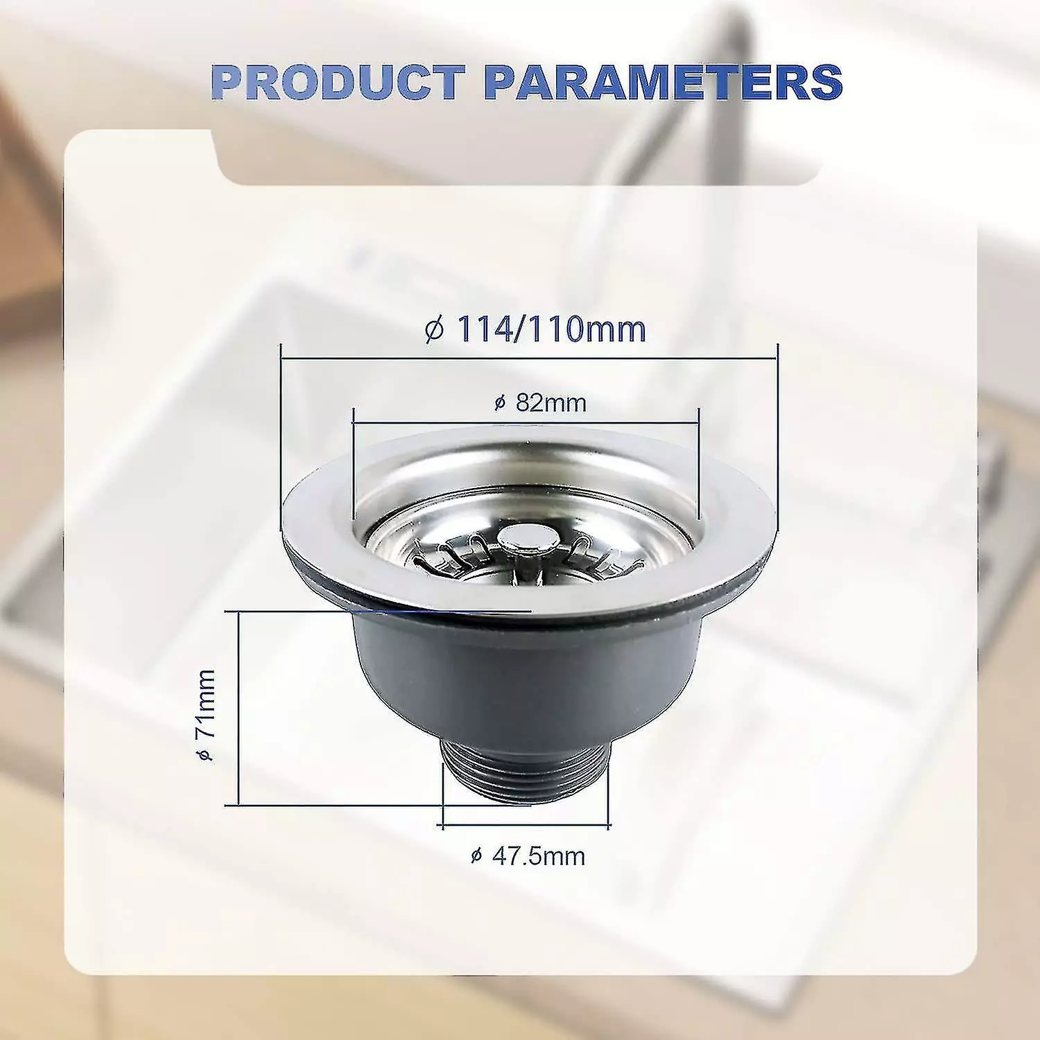 Unbranded Kitchen Sink Strainer Sink Stopper Stainless Steel Kitchen Basket Sink Accessories Sinks (114mm) Scrollsqy - Image 2