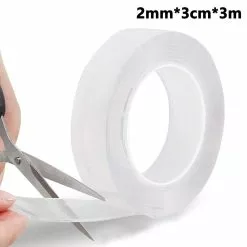 Giveuphesit Multipurpose Nano Grip Tape Reusable Removable Washable Double Sided Sticky Strips Seamless Traceless Tape Adhesive Kitchen Holder -thickness 2mm * Wi