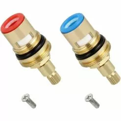 LITZEE Tap Cartridge 20 Gears Brass Disc Tap Hot & Cold Replacement Tap Ceramic Disc Taps For Bathroom Kitchen (Two 4mm Screws)