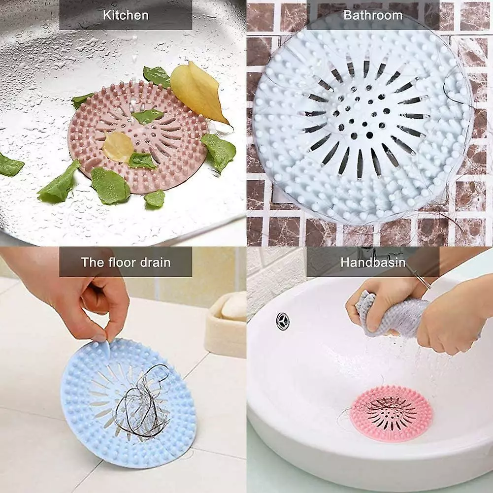 Giveuphesit Durable Silicone Hair Stopper Shower Drain Covers Easy To Install And Clean Suit For Bathroom Bathtub And Kitchen 5 Pack - Image 2