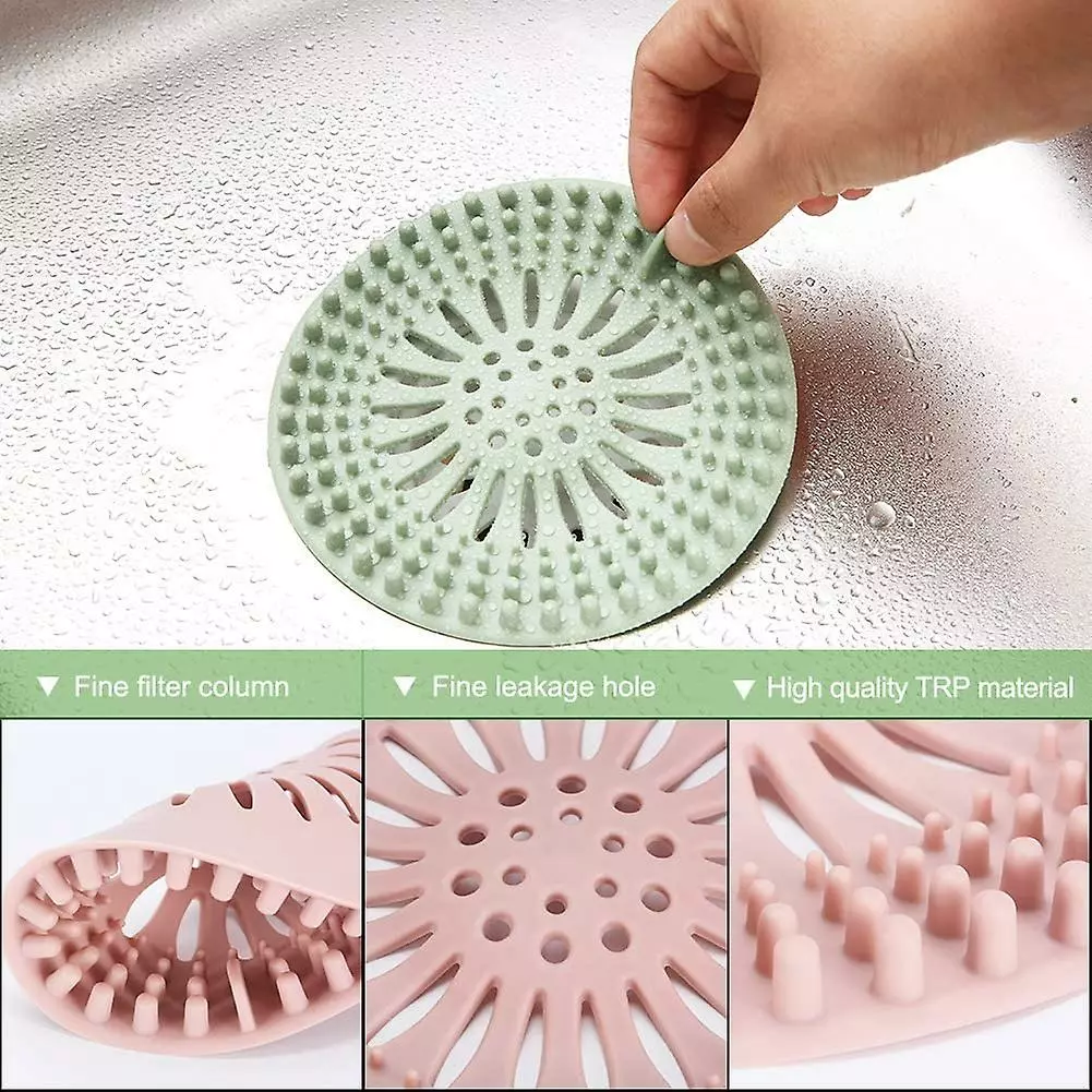 Giveuphesit Durable Silicone Hair Stopper Shower Drain Covers Easy To Install And Clean Suit For Bathroom Bathtub And Kitchen 5 Pack - Image 3