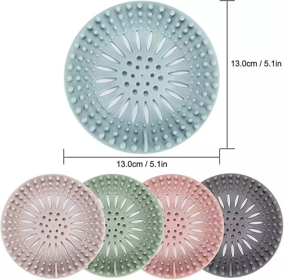 Giveuphesit Durable Silicone Hair Stopper Shower Drain Covers Easy To Install And Clean Suit For Bathroom Bathtub And Kitchen 5 Pack - Image 4