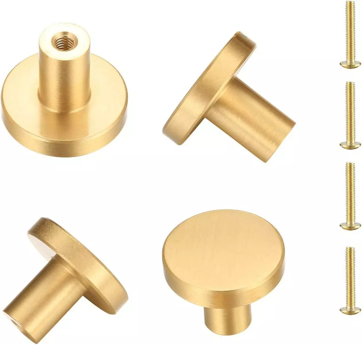 Unbranded Round Solid Brass Door Handle, Furniture Handle, Pull Knobs Drawer Cabinet Cupboard Chest Of Drawers Kitchen, Single Hole Gold Handle 4 Pieces(25 X 20
