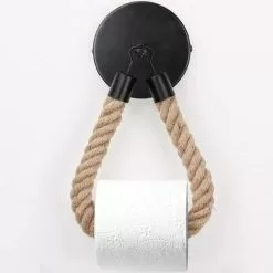 Tinor Toilet Paper Holder, Hemp Rope Towel Holder For Bathroom And Kitchen Bathroom Paper Holder Toilet Roll Holder (Black)