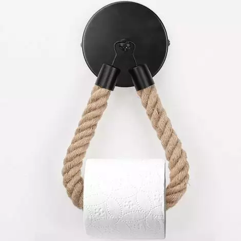 Tinor Toilet Paper Holder, Hemp Rope Towel Holder For Bathroom And Kitchen Bathroom Paper Holder Toilet Roll Holder (Black)