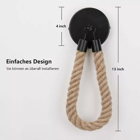 Tinor Toilet Paper Holder, Hemp Rope Towel Holder For Bathroom And Kitchen Bathroom Paper Holder Toilet Roll Holder (Black) - Image 3